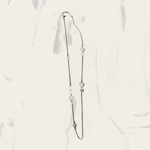 Silver Toned Chain &‎ Disc 17" Long Necklace Lobster Claw Clasp - Picture 1 of 5